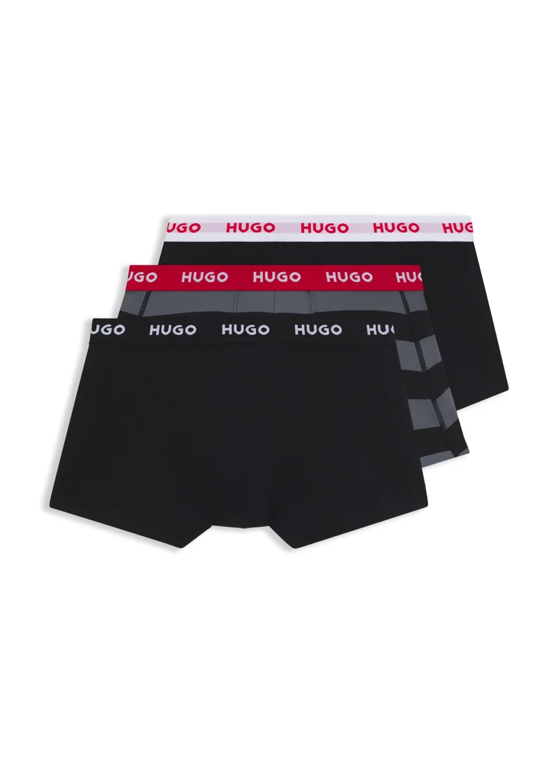 هوجو Three-pack of stretch-cotton trunks with logo waistbands