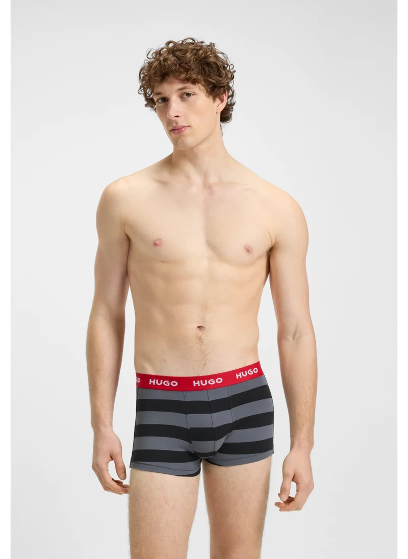 هوجو Three-pack of stretch-cotton trunks with logo waistbands