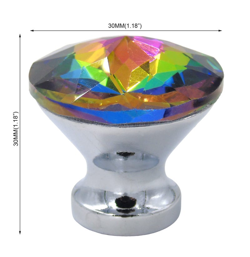 Tecrio 12pcs-Pack 30MM Colorful Crystal Glass Cupboard Wardrobe Cabinet Drawer Knob Door Pull Handle (Colorful) - Image 3