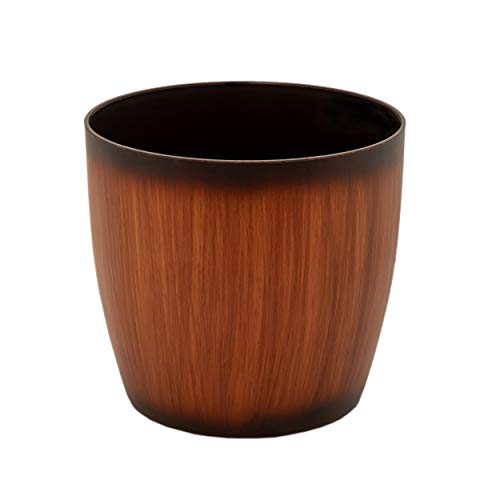 garbnoire Gardening Flower Pots - 5 Inch Plastic Flower Pots | Modern Decorative Indoor Outdoor Planters/Pots - Pack of (3, Wooden) - Image 2