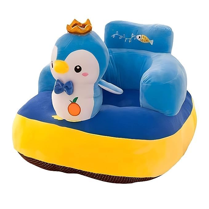 KIZDY KIZDY Baby Soft Plush Cushion Baby Soft Plush Cushion Baby Sofa Seat Or Rocking Chair for Kids Toddlers Penguin Shape Blue Training Seat Baby Safety Sofa Dining Chair Use for Baby 0 to 3 Years - Image 1