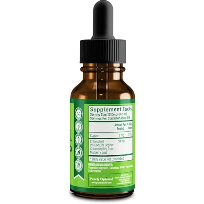 Purely Optimal Premium Chlorophyll Liquid Drops - 100% Natural & Gluten Free Liquid Chlorophyll - Non GMO, 118 Servings - Image 5