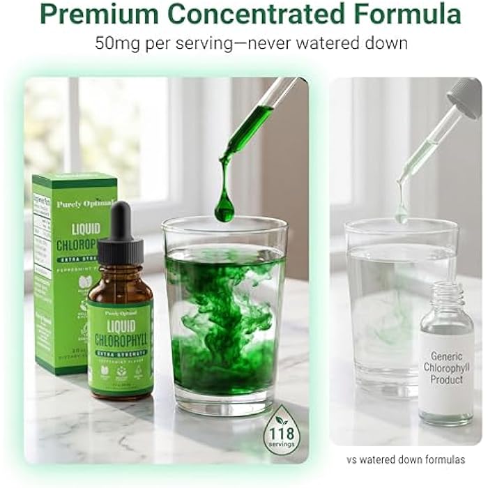 Purely Optimal Premium Chlorophyll Liquid Drops - 100% Natural & Gluten Free Liquid Chlorophyll - Non GMO, 118 Servings - Image 2
