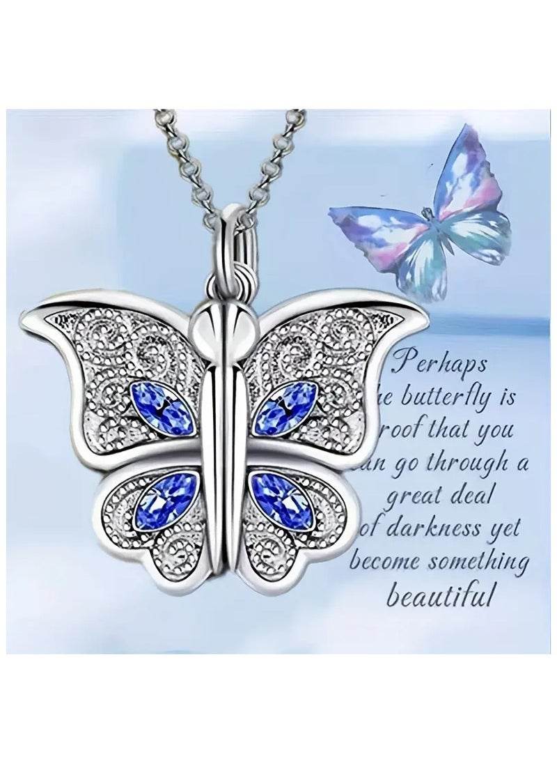 Generic 1Pcs Fashion Classic Openable Butterfly Pendant Necklace Engraved I Love You Romantic Gift Jewelry  - Image 3
