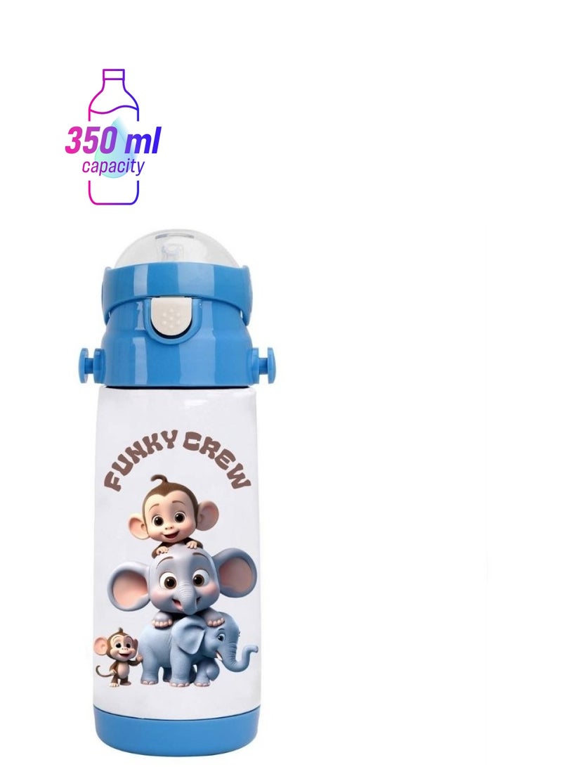 PRINTSHOP4ME Kids Unisex Insulated Stainless Steel Water Bottle With Straw-Insulated For Hot&Cold Drinks|Ideal For School|Kids Boys And Girls Water Bottle Easy-To-Carry-350ml  - Image 1