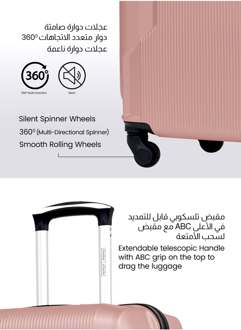 PARAJOHN Sparkle ABS Hardside Spinner Checked In Large Luggage Trolley 28 Inch Rose Gold  - Image 3