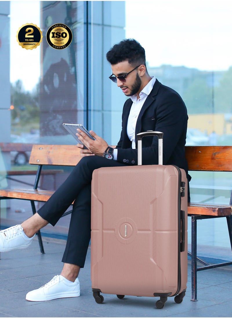 PARAJOHN Sparkle ABS Hardside Spinner Checked In Large Luggage Trolley 28 Inch Rose Gold  - Image 5