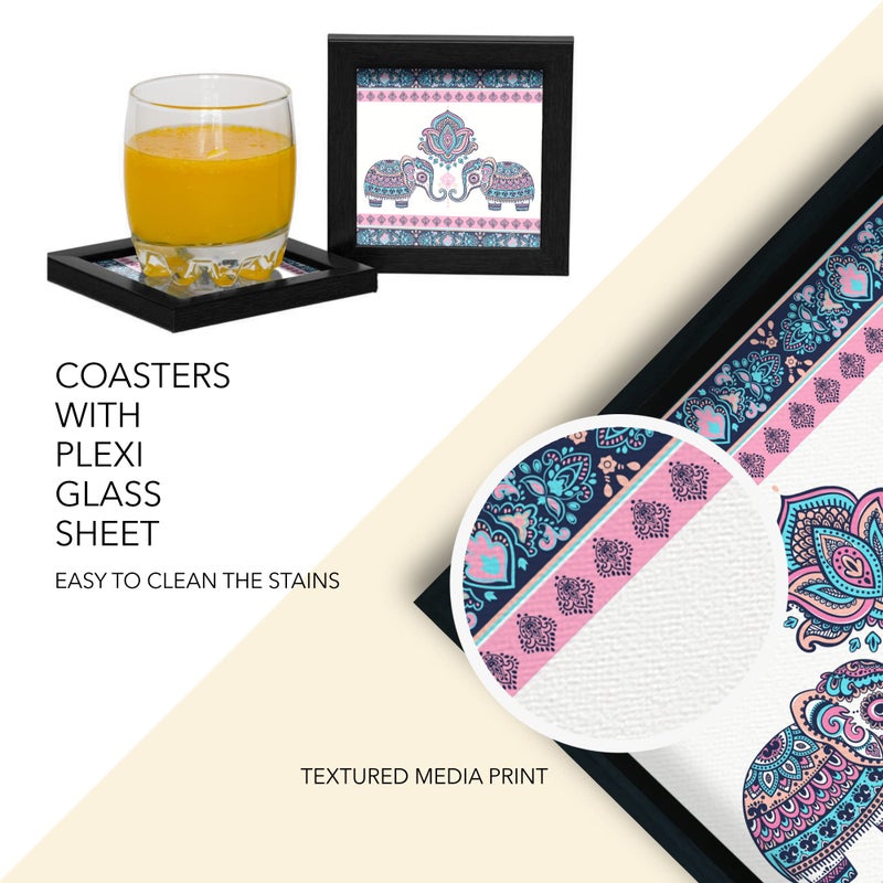 PAPER PLANE DESIGN Wooden Serving and Coster Combo Tray for Serving, Table Decoration (Combo-1) - Image 4