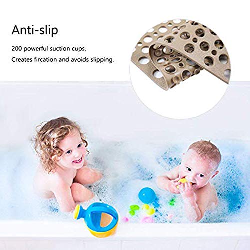 Mantto Nonslip Bathtub Mat Extra Soft TPE Bath Mat for Kids, Machine Washable Bathroom Shower Mat, Smooth/Non-Textured Tubs Only, 30 L x 17 W Inch (Brown) - Image 5
