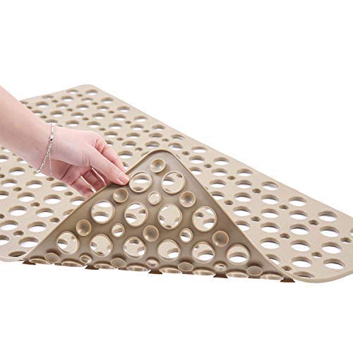 Mantto Nonslip Bathtub Mat Extra Soft TPE Bath Mat for Kids, Machine Washable Bathroom Shower Mat, Smooth/Non-Textured Tubs Only, 30 L x 17 W Inch (Brown) - Image 2