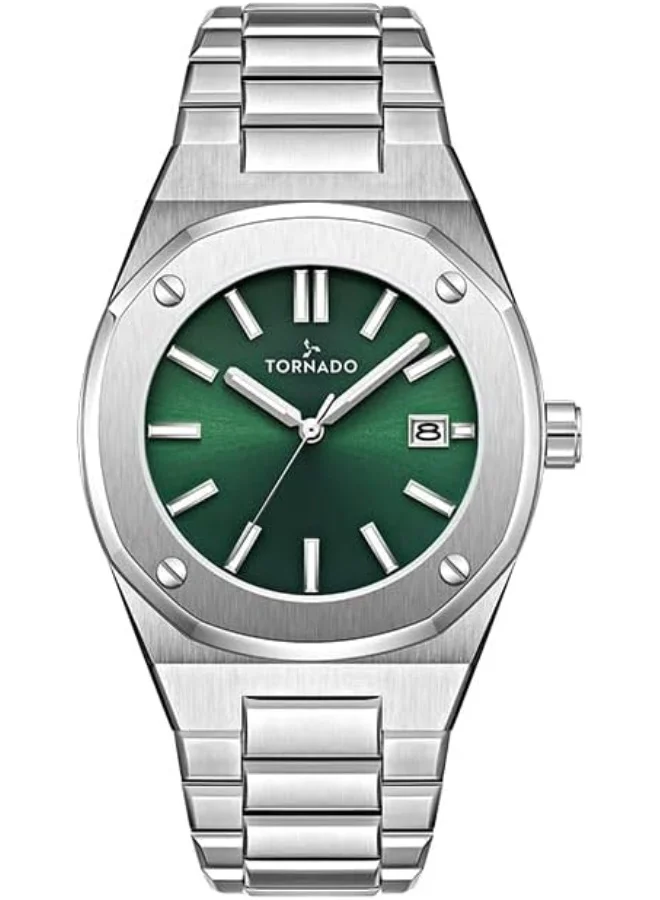 تورنيدو Tornado AURORA TWILIGHT Men's Watch, Analog Display and Steel Strap - T23003-SBSH, Silver