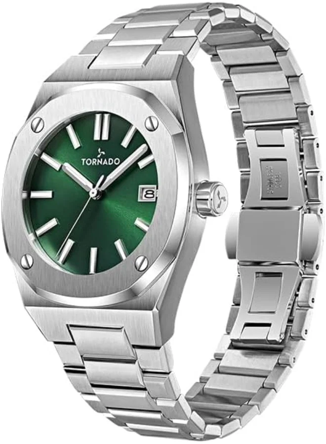 تورنيدو Tornado AURORA TWILIGHT Men's Watch, Analog Display and Steel Strap - T23003-SBSH, Silver