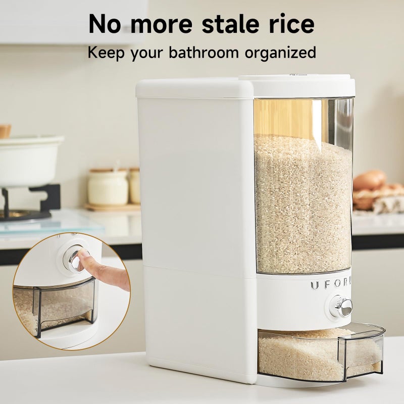 UFORU Rice Dispenser 20 lbs | Large Rice Storage Container for Kitchen&Pantry - Space-saving, Moisture & Pest-proof, BPA-Free - Dry Food Dispenser with One-Touch Dispenser & Measuring Cup for Families - Image 4