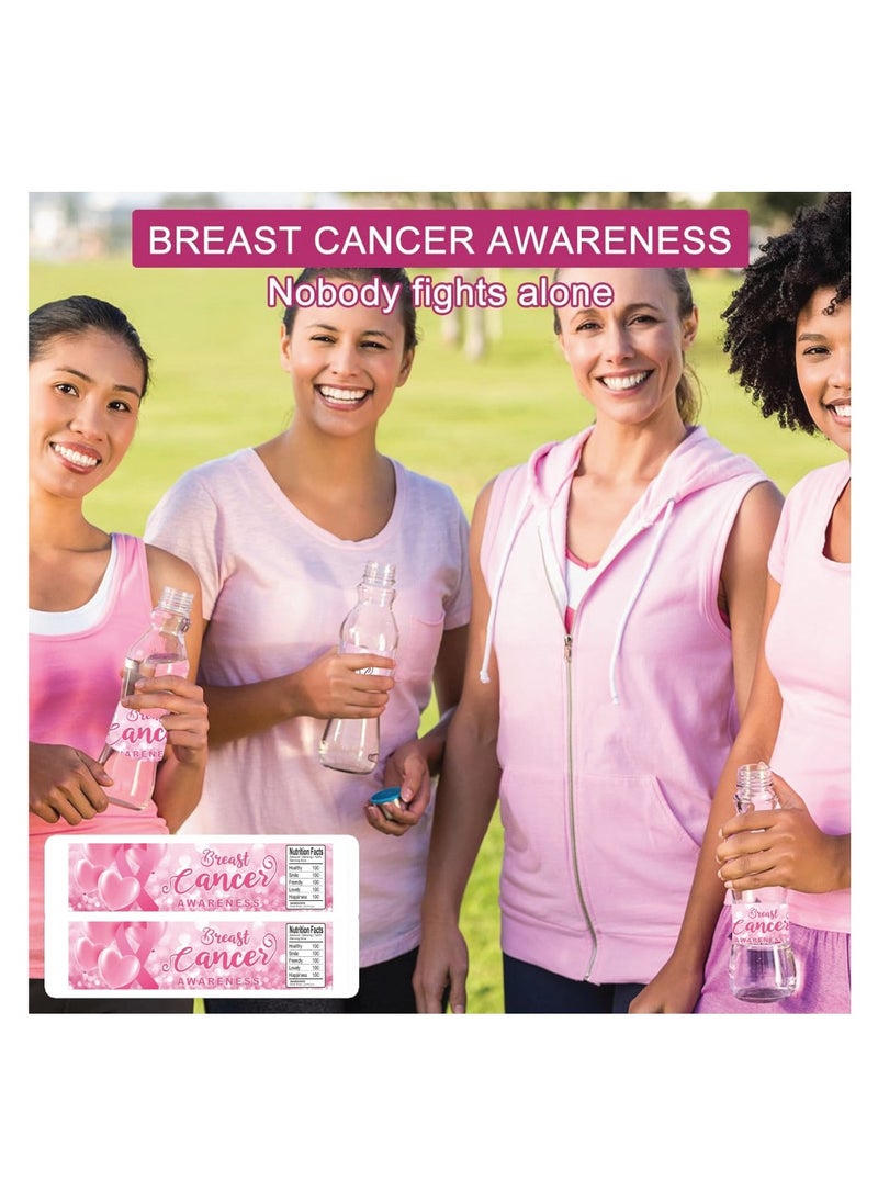PRINTSHOP4ME - BreastCancer Awareness Water Bottle Sticker Labels Pink Ribbon Awareness Items Water Labels Waterproof Stickers for BreastCancer Charity Fundraiser Events (Design 3, 20) - Image 1
