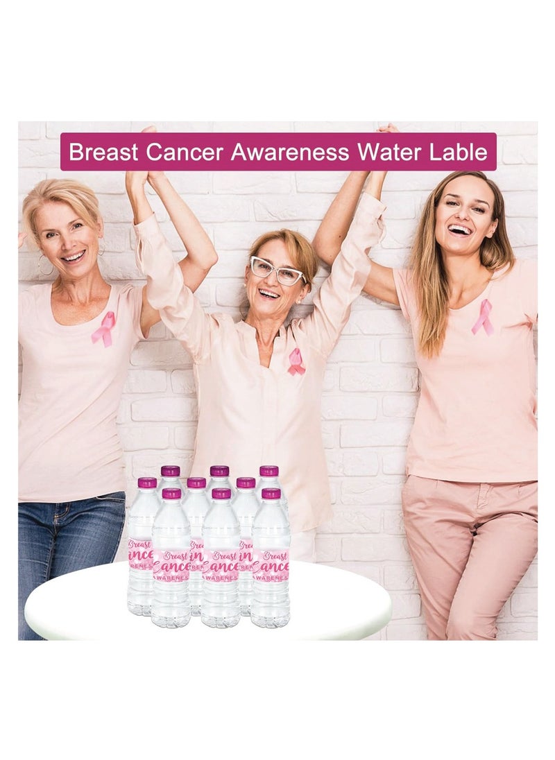 PRINTSHOP4ME - BreastCancer Awareness Water Bottle Sticker Labels Pink Ribbon Awareness Items Water Labels Waterproof Stickers for BreastCancer Charity Fundraiser Events (Design 3, 20) - Image 1