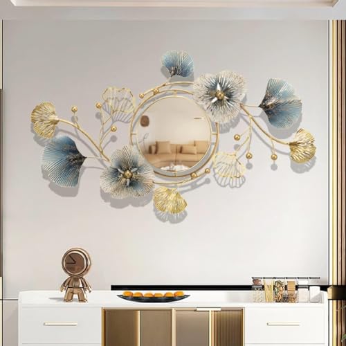FUNTEREST Iron Metal Decorative HD Clear Image Wall Mount Round Wall Mirror with Hook for Hanging on Wall for Bedroom, Home Decor, wash Basin, Vanity Bathroom (30X21 Inch, Mirror Size -9 Inch) - Image 3