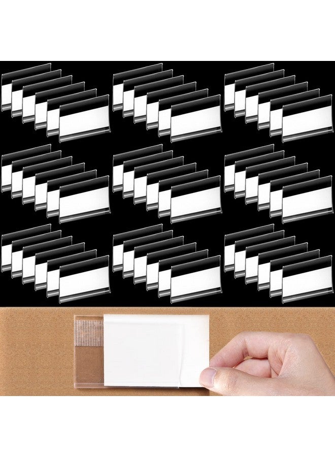 Cindeer 72 Pieces Shelf Tag Label Holders Adhesive Wire Self Label Holder Clear Plastic Shelf Tag Holders Price Tag Holder For Supermarket School Library Bookshelves Mailbox Storage Bins (2.4 X 1.6 Inch)  - Image 1