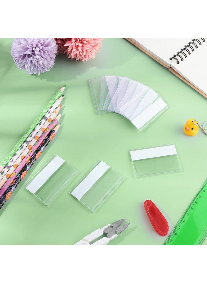 Cindeer 72 Pieces Shelf Tag Label Holders Adhesive Wire Self Label Holder Clear Plastic Shelf Tag Holders Price Tag Holder For Supermarket School Library Bookshelves Mailbox Storage Bins (2.4 X 1.6 Inch)  - Image 2