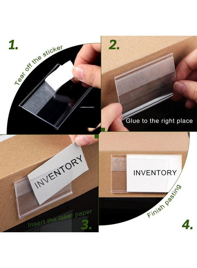 Cindeer 72 Pieces Shelf Tag Label Holders Adhesive Wire Self Label Holder Clear Plastic Shelf Tag Holders Price Tag Holder For Supermarket School Library Bookshelves Mailbox Storage Bins (2.4 X 1.6 Inch)  - Image 5