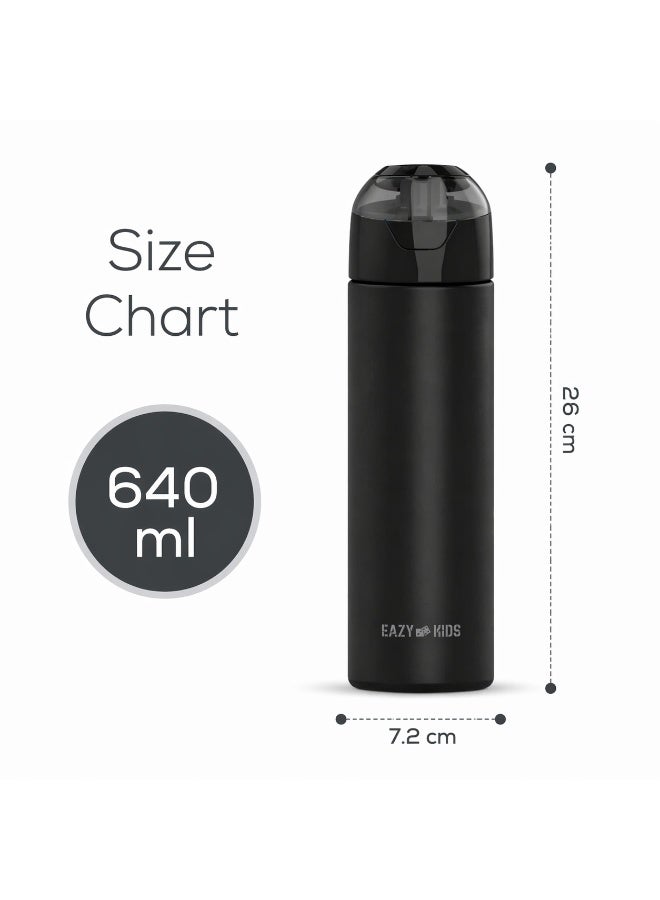 Eazy Kids - Insulated Stainless Steel Water Bottle w/Spray , 640ml Black - Image 4