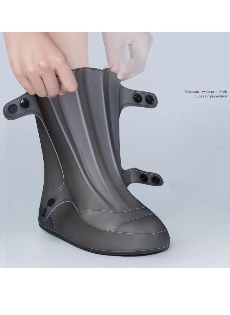 Rain shoe covers, waterproof shoe covers, rain cover, shoes, rain, snow, anti-mud, protect shoes, rain boots, foldable, compact, suitable for rainy season, work and school, shoe covers, waterproof, transparent, thick, wear-resistant, easy to care, easy to carry, unisex (brown) - Image 1