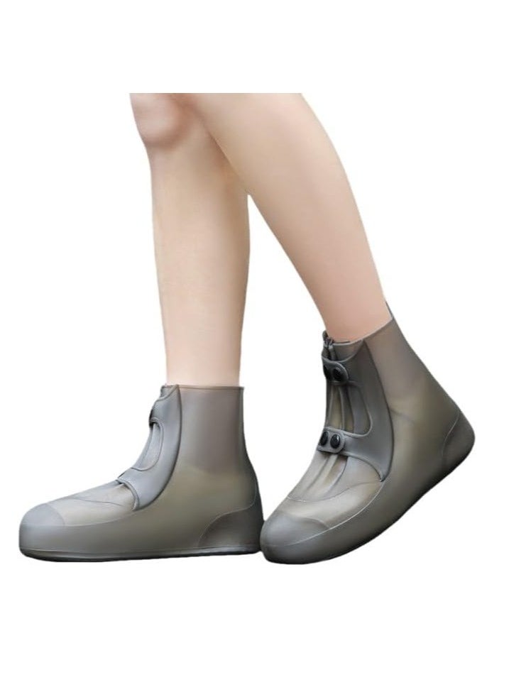 Rain shoe covers, waterproof shoe covers, rain cover, shoes, rain, snow, anti-mud, protect shoes, rain boots, foldable, compact, suitable for rainy season, work and school, shoe covers, waterproof, transparent, thick, wear-resistant, easy to care, easy to carry, unisex (brown) - Image 3