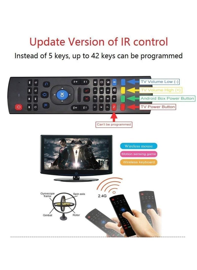 SmartGrist Favormates Air Remote Mouse MX3 Pro,2.4G Backlit Kodi Remote Control,Mini Wireless Keyboard & Infrared Remote Control Learning, Best for Android Smart Tv Box HTPC IPTV PC Pad Xbox Raspberry pi 3 - Image 3