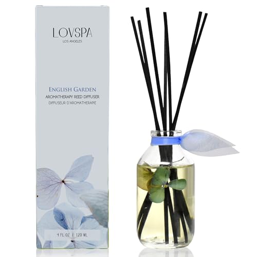 LOVSPA Reed Diffuser Set, English Garden Scented Oil Diffuser with Sticks, Home Fragrance Accessories for Bathroom Shelf Decor, Aroma Diffusers for Home or Office Desk, USA Made - Image 1
