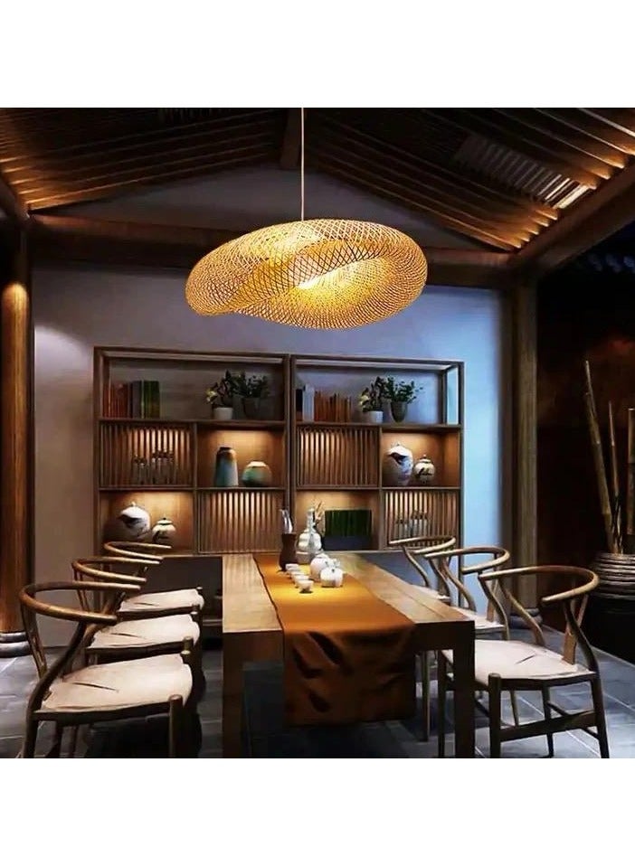 FAMI LIGHTS Bamboo Chandelier Lamp LED Hanging Ceiling Light for bedroom, dining table, living room, Cafe and Restaurant with E 27 Balbu (60cm) - Image 2