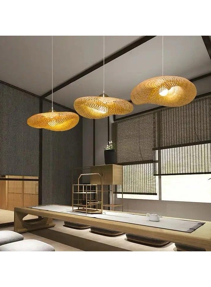 FAMI LIGHTS Bamboo Chandelier Lamp LED Hanging Ceiling Light for bedroom, dining table, living room, Cafe and Restaurant with E 27 Balbu (60cm) - Image 3
