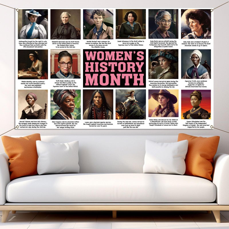 Buxiuer Womenâ€™s History Month Bulletin Board Decorations Photo Booth Backdrop International Womenâ€™s Day Poster Inspirational School Classroom Office Wall Decor - Image 5