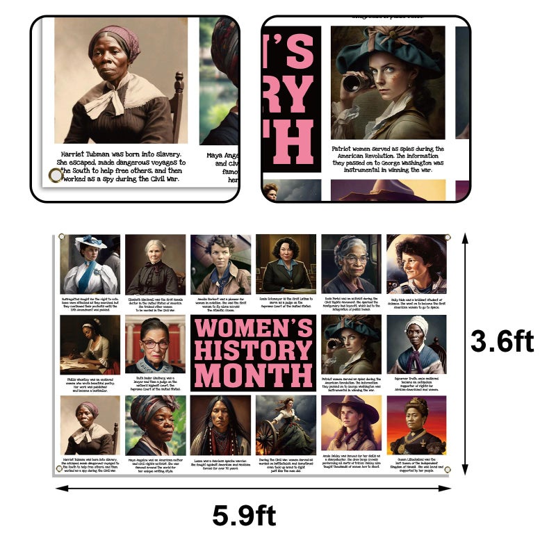 Buxiuer Womenâ€™s History Month Bulletin Board Decorations Photo Booth Backdrop International Womenâ€™s Day Poster Inspirational School Classroom Office Wall Decor - Image 2