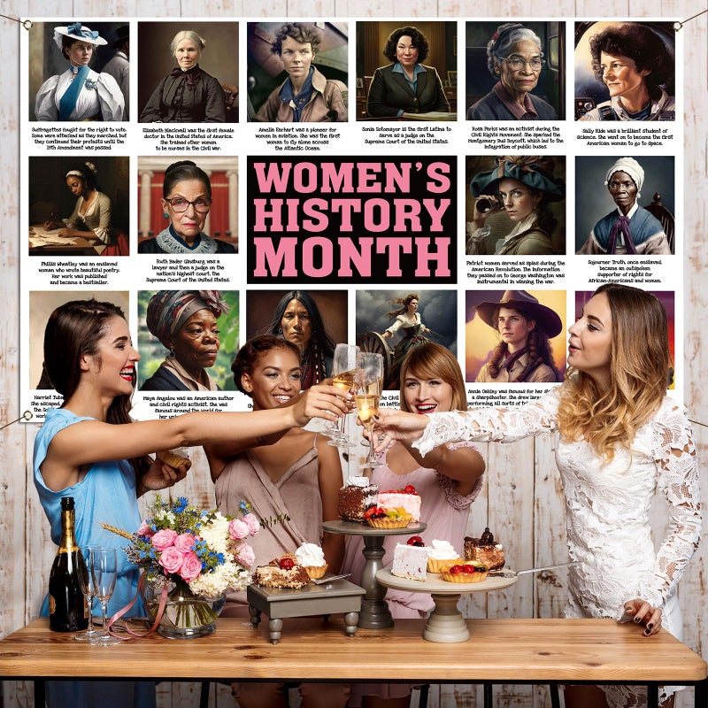 Buxiuer Womenâ€™s History Month Bulletin Board Decorations Photo Booth Backdrop International Womenâ€™s Day Poster Inspirational School Classroom Office Wall Decor - Image 4