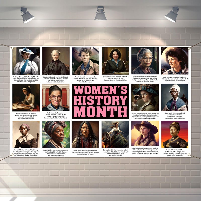 Buxiuer Womenâ€™s History Month Bulletin Board Decorations Photo Booth Backdrop International Womenâ€™s Day Poster Inspirational School Classroom Office Wall Decor - Image 1