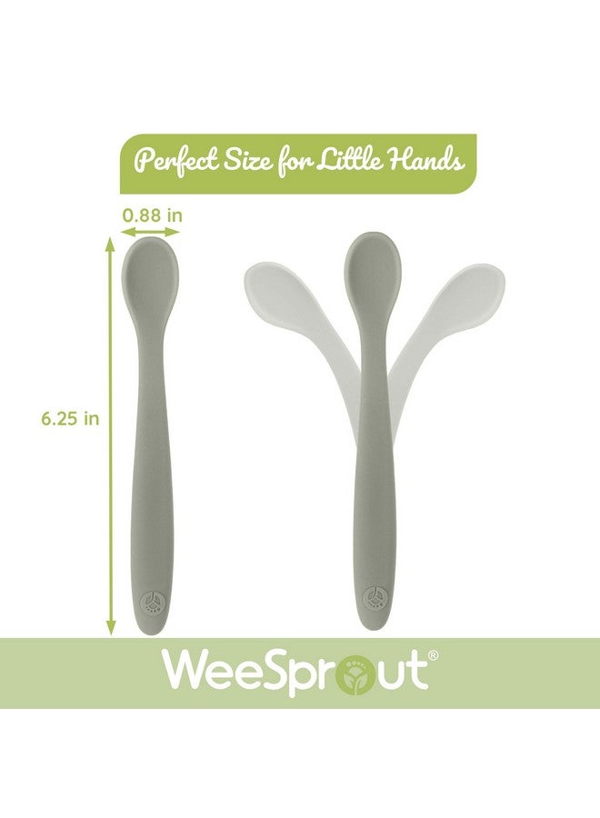WeeSprout ملاعق وي سبراوت السيليكون للأطفال - أدوات تغذية الرضع للمرحلة الأولى مع طرف ناعم، أدوات مطبخ قابلة للانحناء للآباء والتغذية الذاتية، فائقة المتانة، آمنة في غسالة الصحون، حقيبة سفر، مجموعة من 3 - Image 3