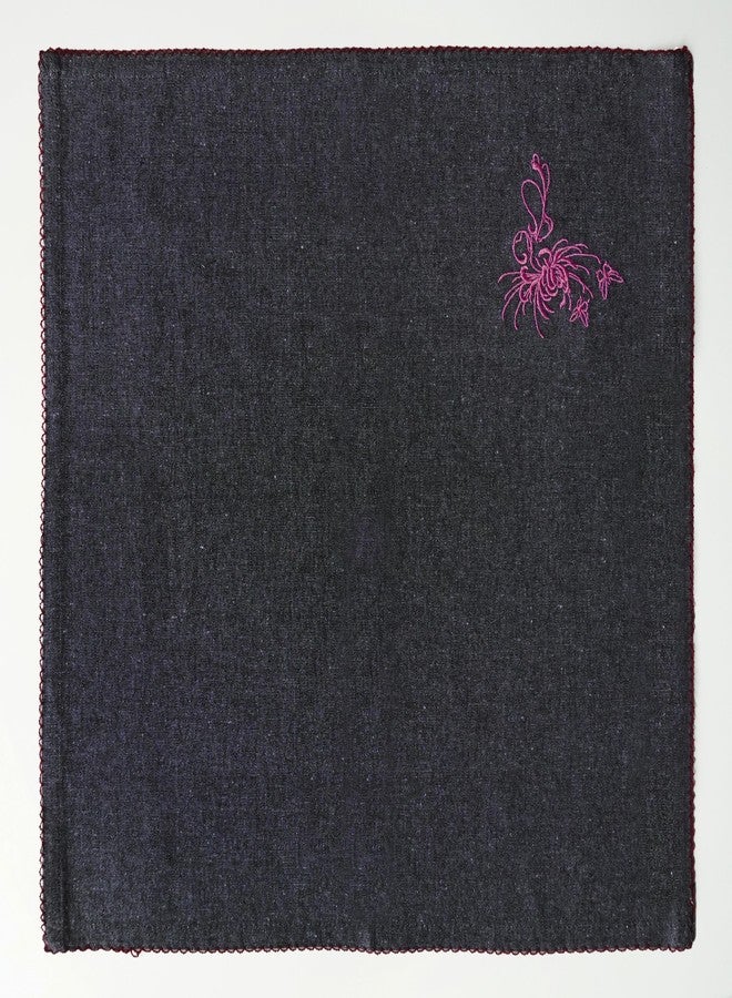RUSTIQUE LINENS مناديل قماشية مطرزة من القطن الخالص من روستيك لينينز - طقم من 6 مناديل كبيرة 46 × 46 سم | مناديل عشاء ناعمة وماصة لطاولة الطعام والمطبخ | لون فحم - Image 5