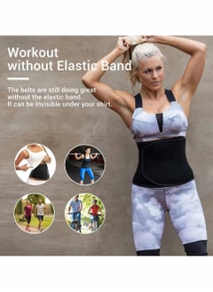 KASTWAVE Waist Trainer Belt for Women, Sport Girdle Belt, Slimming Sauna Waist Trimmer Belly Band Sweat Sports Girdle Belt, Exercise Belt with Adjustable Straps, Slimming Body Shaper Belt (Black, L)  - Image 5