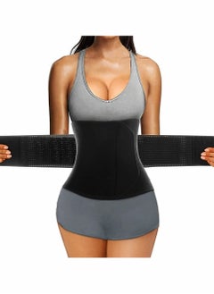 KASTWAVE Waist Trainer Belt for Women, Sport Girdle Belt, Slimming Sauna Waist Trimmer Belly Band Sweat Sports Girdle Belt, Exercise Belt with Adjustable Straps, Slimming Body Shaper Belt (Black, L)  - Image 1
