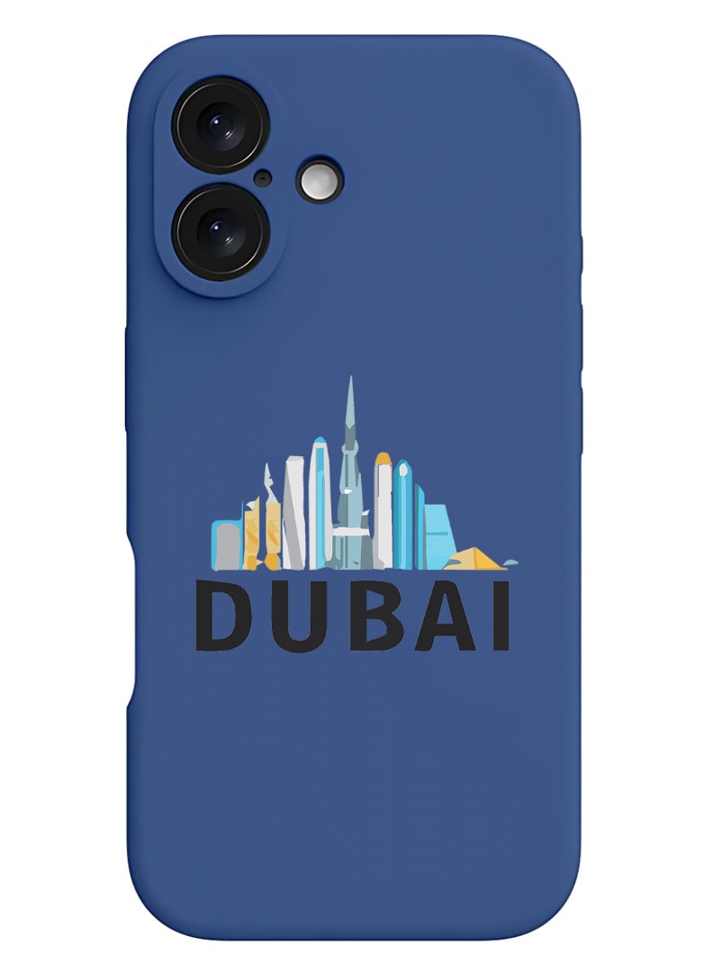 Theodor iPhone 16 Blue Protective Slim Fit Case Liquid Silicone Cover with Full Body Protection Anti-Scratch Shockproof Case For iPhone - Dubai Black - Image 1