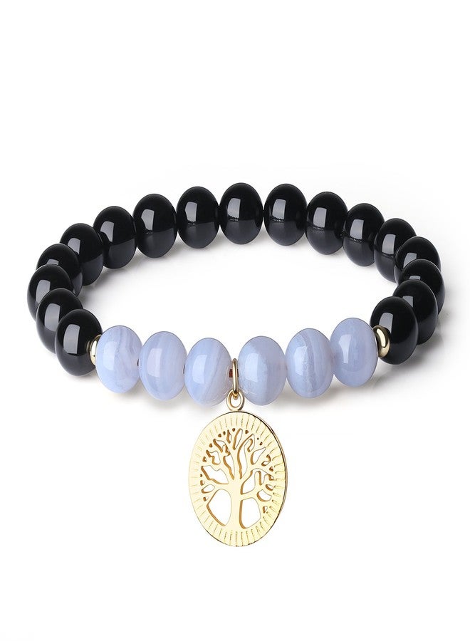 COAI Tree of Life Charm Blue Lace Agate Tourmaline Bracelet for Women - Image 1