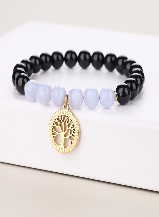 COAI Tree of Life Charm Blue Lace Agate Tourmaline Bracelet for Women - Image 3