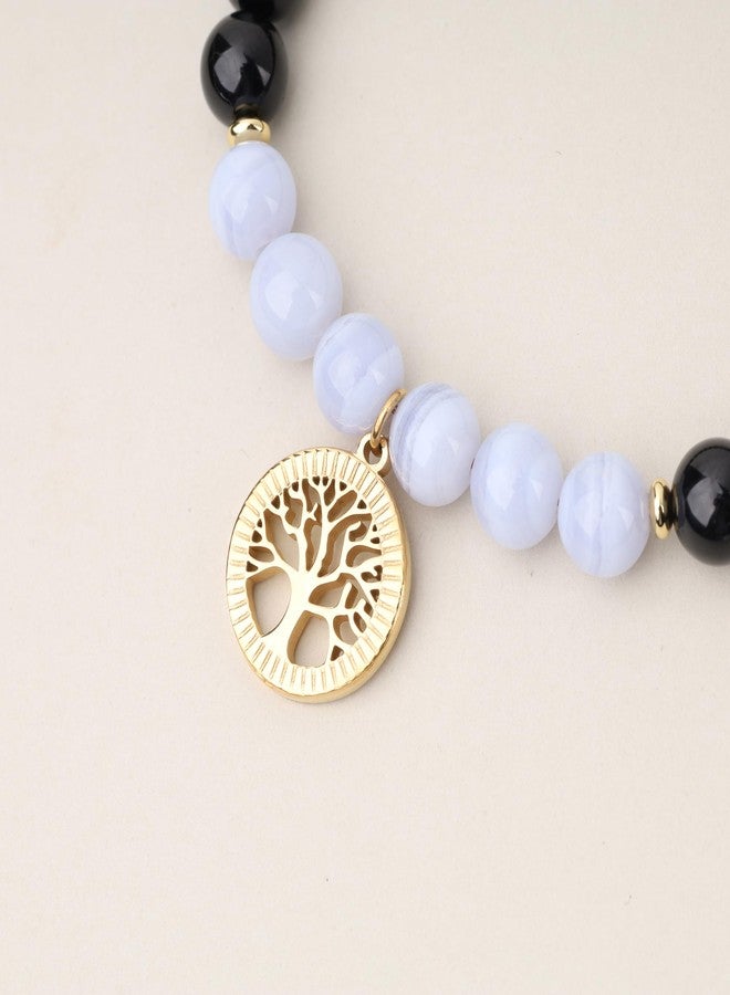 COAI Tree of Life Charm Blue Lace Agate Tourmaline Bracelet for Women - Image 4