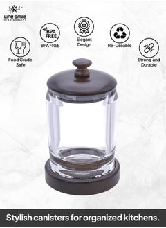 Life Smile Food Storage Jars Set with Lids - Airtight Canister Set Containers, Acrylic Food Storage of Bulk, Dry Food Including Flour, Sugar, Coffee, Rice, Tea, Spices (Wooden Cover, 4 Pieces)  - Image 2