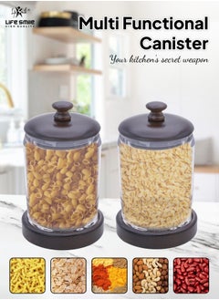 Life Smile Food Storage Jars Set with Lids - Airtight Canister Set Containers, Acrylic Food Storage of Bulk, Dry Food Including Flour, Sugar, Coffee, Rice, Tea, Spices (Wooden Cover, 4 Pieces)  - Image 5
