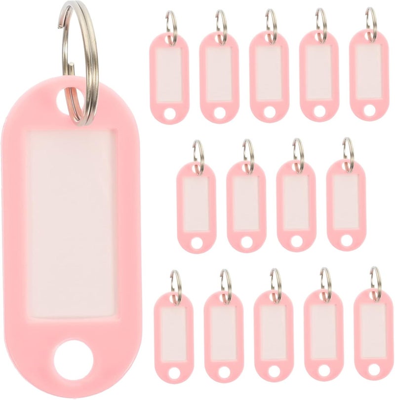 Pink Color Coded Key Tags with Label Window 15pcs for Easy Key and Luggage Identification - Image 1
