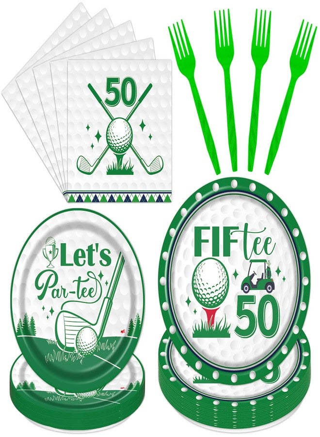 Rakuto Golf 50th Birthday Tableware Decorations for Men, Golf Theme Fiftee Birthday Party Plates Napkins and Forks, Disposable Paper Plates Supplies Decor Serves 24 - Image 1