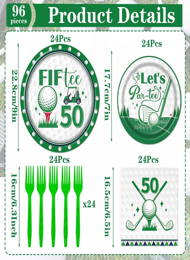 Rakuto Golf 50th Birthday Tableware Decorations for Men, Golf Theme Fiftee Birthday Party Plates Napkins and Forks, Disposable Paper Plates Supplies Decor Serves 24 - Image 2