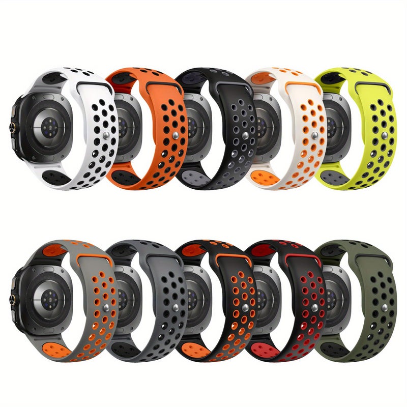 Multicolor Two Tone Silicone Strap For 47mm Smartwatch Sports Reverse Buckle Band Soft Breathable Anti Loss Stretch Resistant Non Deformable Easy To Clean Daily Wear Unisex Workout Accessory Modern Wristband - Image 5
