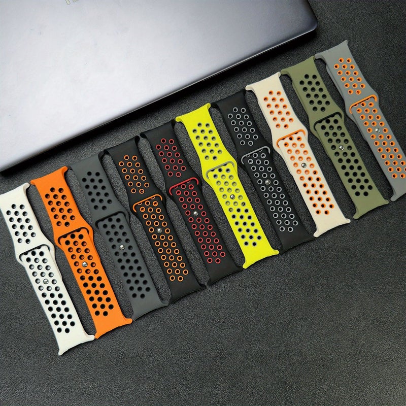 Multicolor Two Tone Silicone Strap For 47mm Smartwatch Sports Reverse Buckle Band Soft Breathable Anti Loss Stretch Resistant Non Deformable Easy To Clean Daily Wear Unisex Workout Accessory Modern Wristband - Image 3