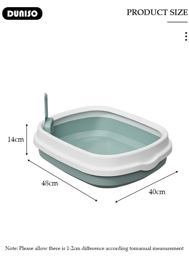 DUNISO Detachable Cat Litter Box Anti-Splashing Waterproof Cat Toilet Collapsible Cat Toilet Sprint Cat Litter Tray With Rim Open Cat Potty Pan with Litter Cleaning Scoop Portable Cat Potty Pan  - Image 2